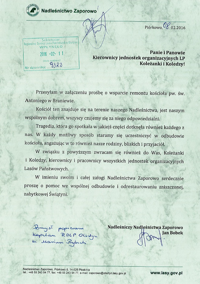 Prośba List Do Sponsora O Wsparcie Finansowe Wzór Prośba o wsparcie remontu kościoła w Braniewie - Komunikaty i ogłoszenia